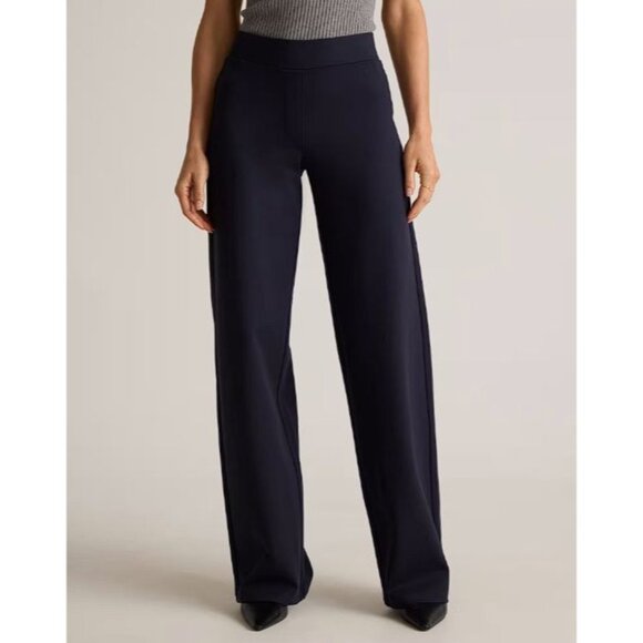 Quince Ultra-Stretch Ponte Wide Leg Pant M 32 Inseam Navy Blue - Picture 1 of 5